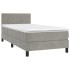 Cama box spring con colchón terciopelo gris claro 90x190