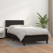 Cama box spring con colchón cuero sintético negro 100x200 cm