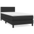 Cama box spring con colchón cuero sintético negro 100x200