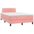 Cama box spring con colchón terciopelo rosa 120x200