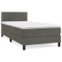 Cama box spring con colchón terciopelo gris oscuro 80x200