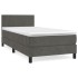 Cama box spring con colchón terciopelo gris oscuro 90x190