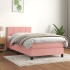 Cama box spring con colchón terciopelo rosa 90x200