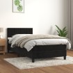 Cama box spring con colchón terciopelo negro 80x200 cm