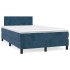 Cama box spring con colchón terciopelo azul oscuro 120x200