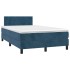 Cama box spring con colchón terciopelo azul oscuro 120x200