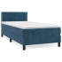 Cama box spring con colchón terciopelo azul oscuro 90x200