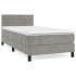 Cama box spring con colchón terciopelo gris claro 80x200