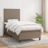 Cama box spring con colchón tela gris taupe 90x200