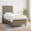 Cama box spring con colchón tela gris taupe 90x200 cm