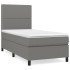 Cama box spring con colchón tela gris oscuro 80x200