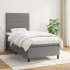 Cama box spring con colchón tela gris oscuro 90x200