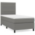 Cama box spring con colchón tela gris oscuro 90x200