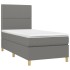 Cama box spring con colchón tela gris oscuro 90x190