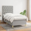 Cama box spring con colchón tela gris claro 80x200 cm