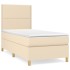 Cama box spring con colchón tela color crema 90x200