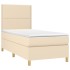 Cama box spring con colchón tela color crema 90x200