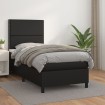 Cama box spring con colchón cuero sintético negro 80x200 cm