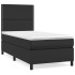 Cama box spring con colchón cuero sintético negro 90x190