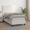 Cama box spring con colchón cuero sintético blanco 90x190 cm