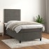 Cama box spring con colchón terciopelo gris oscuro 90x190