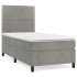 Cama box spring con colchón terciopelo gris claro 90x190