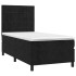 Cama box spring con colchón cuero sintético negro 90x190