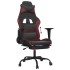 Silla gaming con reposapiés cuero sintético negro rojo