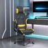 Silla gaming con reposapiés tela amarillo y