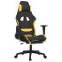 Silla gaming con reposapiés tela amarillo y