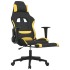 Silla gaming con reposapiés tela amarillo y