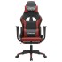 Silla gaming con reposapiés cuero sintético negro rojo