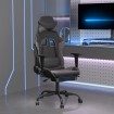 Silla gaming con reposapiés cuero sintético negro gris