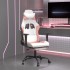 Silla gaming con reposapiés cuero sintético blanco y