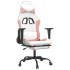 Silla gaming con reposapiés cuero sintético blanco y