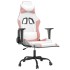 Silla gaming con reposapiés cuero sintético blanco y