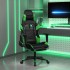 Silla gaming con reposapiés cuero sintético negro