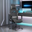 Silla gaming con reposapiés tela gris claro y negro