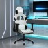 Silla gaming con reposapiés cuero sintético blanco