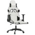 Silla gaming con reposapiés cuero sintético blanco