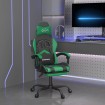 Silla gaming con reposapiés cuero sintético negro verde