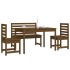 Set de comedor de jardín 4 pzas madera maciza pino marrón