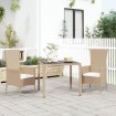 Set comedor de jardín 3 pzas con cojines ratán sintético beige