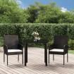 Set comedor de jardín 3 pzas con cojines ratán sintético negro