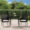 Set comedor de jardín 3 pzas con cojines ratán sintético negro