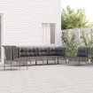 Set de muebles de jardín 6 pzas y cojines ratán sintético gris