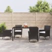 Set de muebles jardín 5 pzas con cojines ratán sintético negro