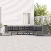 Set de muebles de jardín 7 pzas y cojines ratán sintético gris