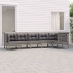 Set de muebles de jardín 7 pzas y cojines ratán sintético gris