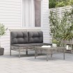 Set de muebles de jardín 3 pzas y cojines ratán sintético gris